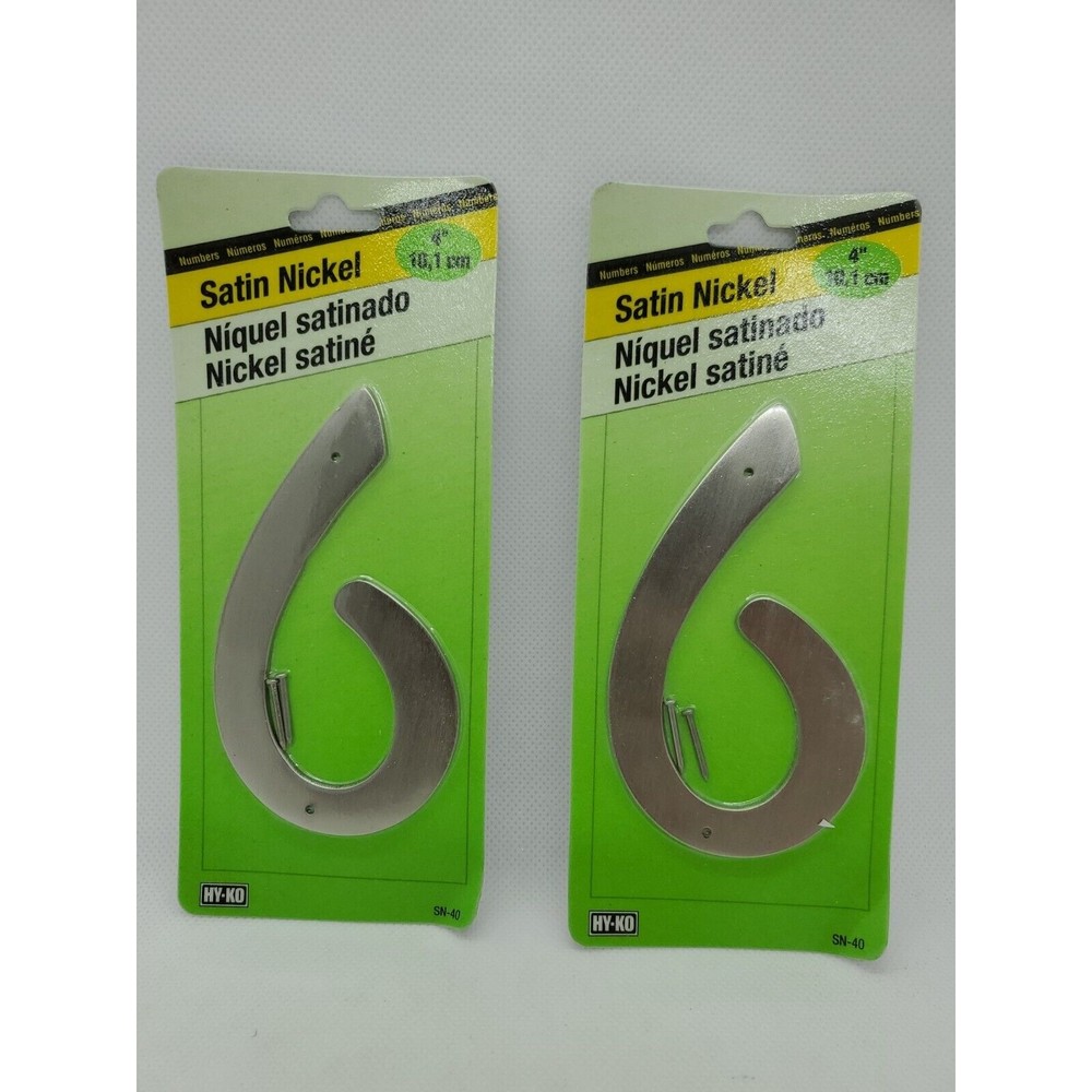 LOT OF 2 4" Satin Nickel Zinc Number - 6